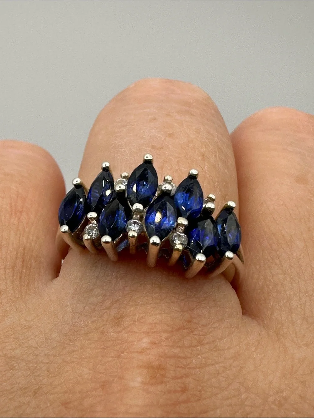 Vintage Sterling Silver w/Blue Topaz Ring Size 8